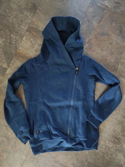 Granatowa bluza asymetryczna z kapturem Cropp XS