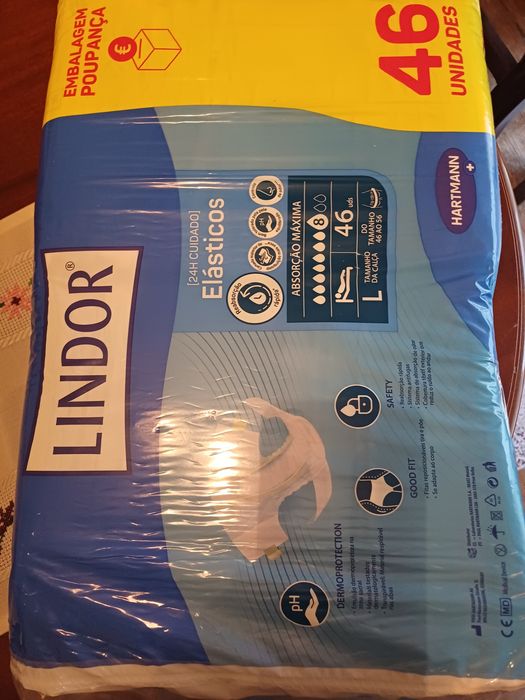 Fraldas incontinência adulto Lindor tamanho L  46 unids