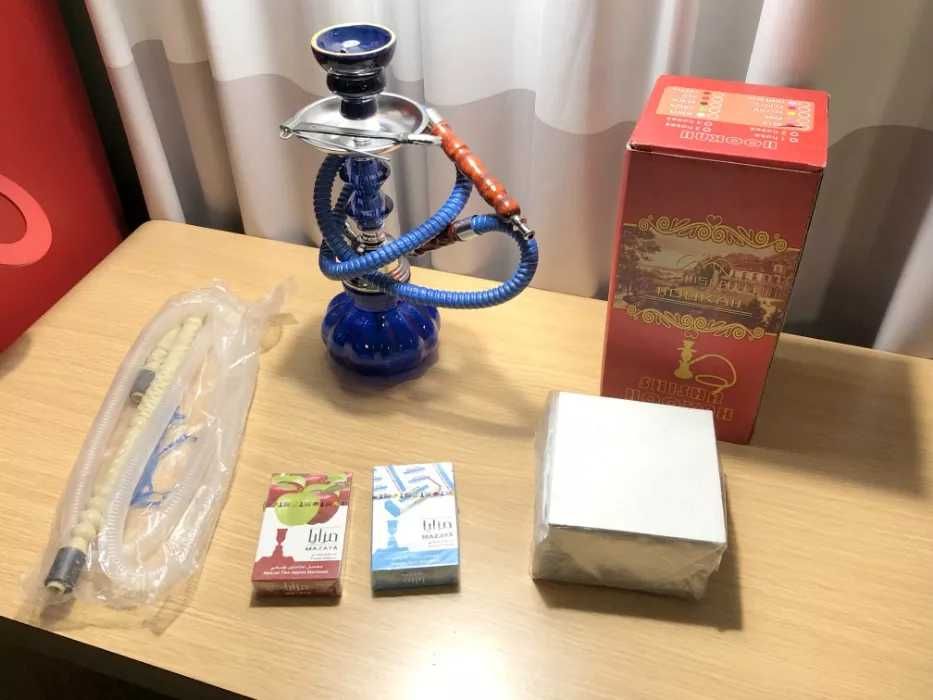SHISHA Nova de 2 Mangueiras com Todos os Acessórios + Sabor Incluído