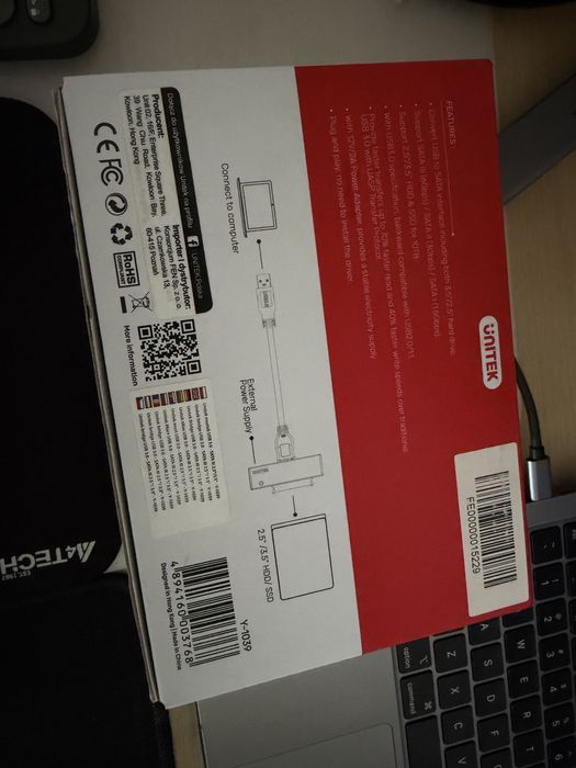 Czytnik dysków Unitek USB 3.0 - SATA III 2,5"/3,5" dysk HDD SSD Adapter + zasilacz NOWE