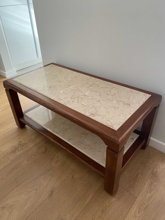 Mesa de Sala – Madeira com Tampo de Pedra – 96x50x45 cm