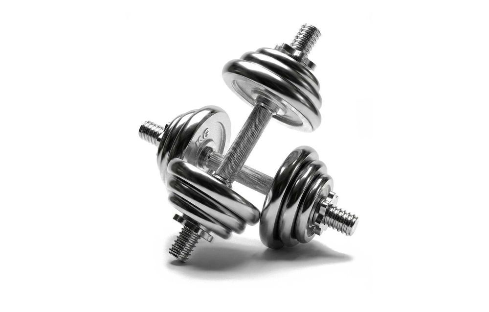 HANTLE ŻELIWNE chromowane 2x15 zestaw 30kg solidne 25mm chrom do ćwiczeń siłownia biceps hantelki chrom