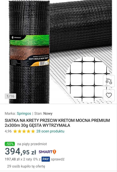 Siatka na krety ok 550m2+300 sztuk szpilek