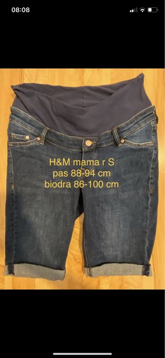 H&M mama rozm S jeansowe dżinsowe ciążowe krótkie spodenki szorty nieb