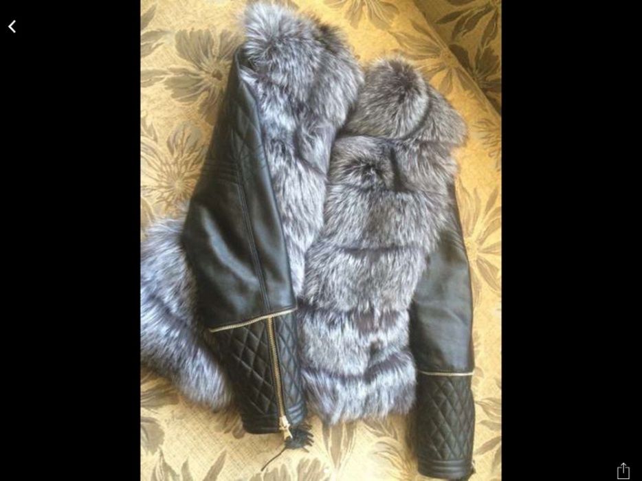 Кожаная куртка с чернобуркой