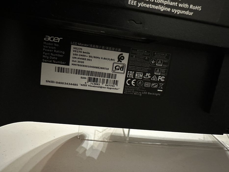 Monitor gaming Acer VG270 de 27”