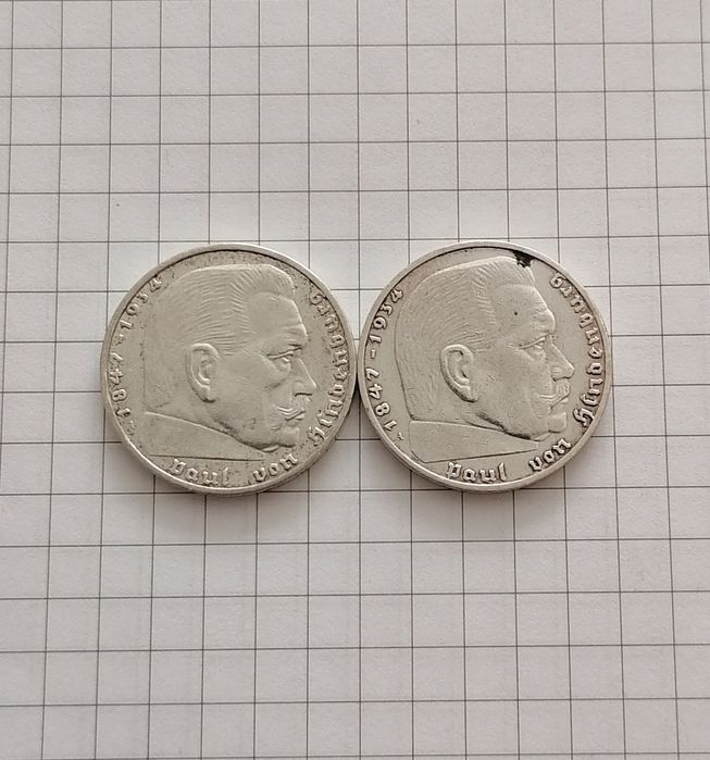 2шт 2 марки 1938 1939 срібло Германія серебро