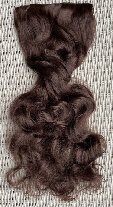 Premium Ultra włosy doczepiane, brąz, loki, 70 cm, clip in 393.