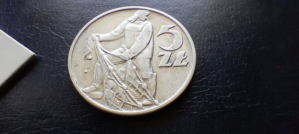 Stare monety Medal 5 zł 1958 Rybak PRL rzadka Piękna