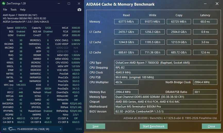 RYZEN 7800X3D / B850M / DDR5 32Gb / NVME 250Gb + 2Tb / RTX 5070