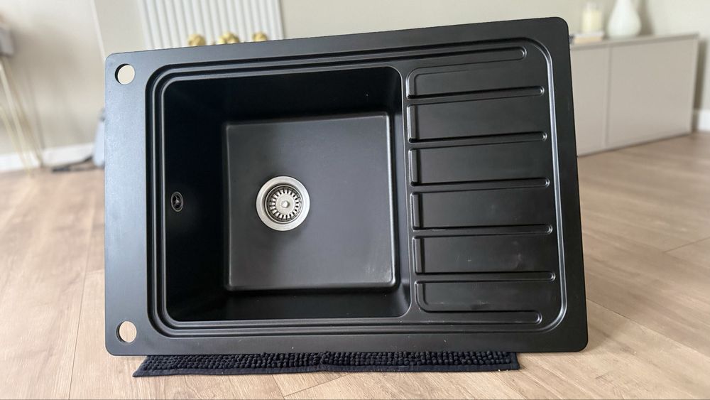 Zlewozmywak granitowy czarny Romesco – 1-komorowy z ociekaczem