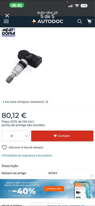 Sensor pneu 80084