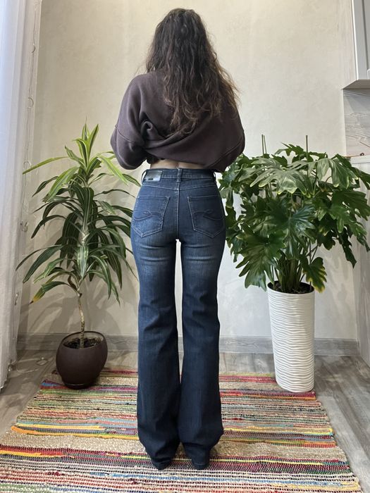 Джинсы средняя талия 34 36 синие клеш прямые flared bootcut 2000s 90s