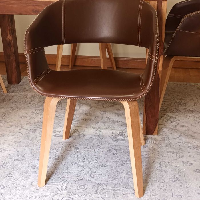 4x JYSK Holstebro Dining Chairs – Brown & Oak