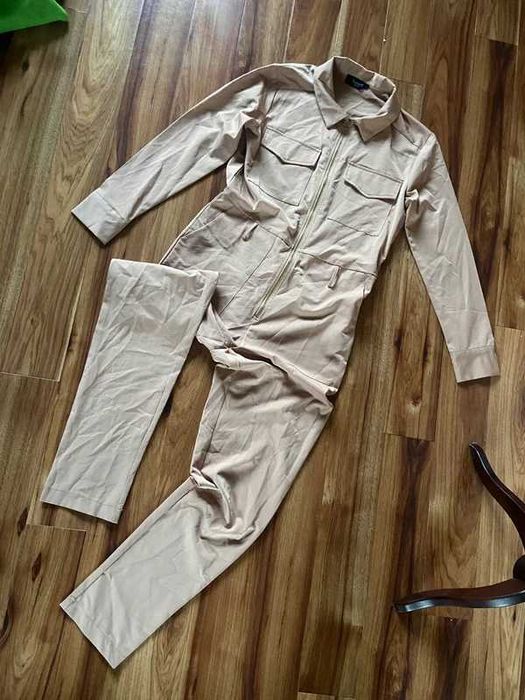 Sister point bezowy kombinezon cargo kieszenie s m 36 38 elegancki