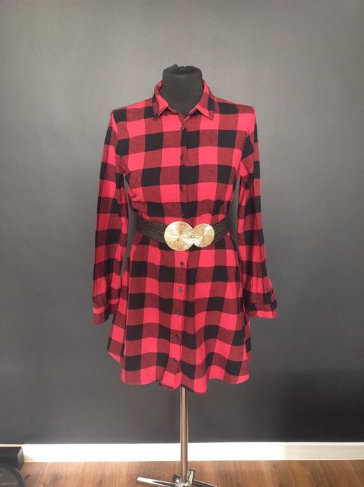 sukienka koszulowa flanelowa w kratę
