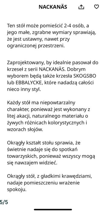 Nowy drewniany stół Nackänas Ikea