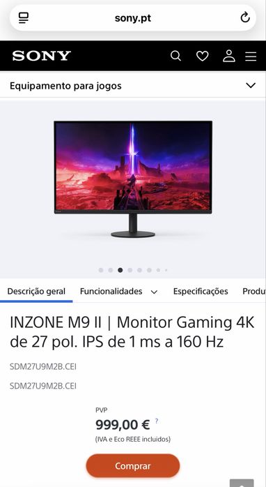 Sony INZONE M9 II | Monitor Gaming 4K de 27 pol. IPS de 1 ms a 160 Hz