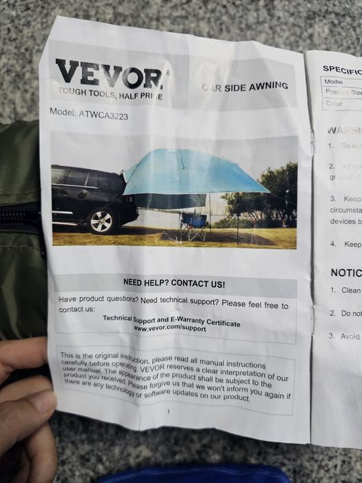 Toldo Veicular VEVOR 3 × 2 metros