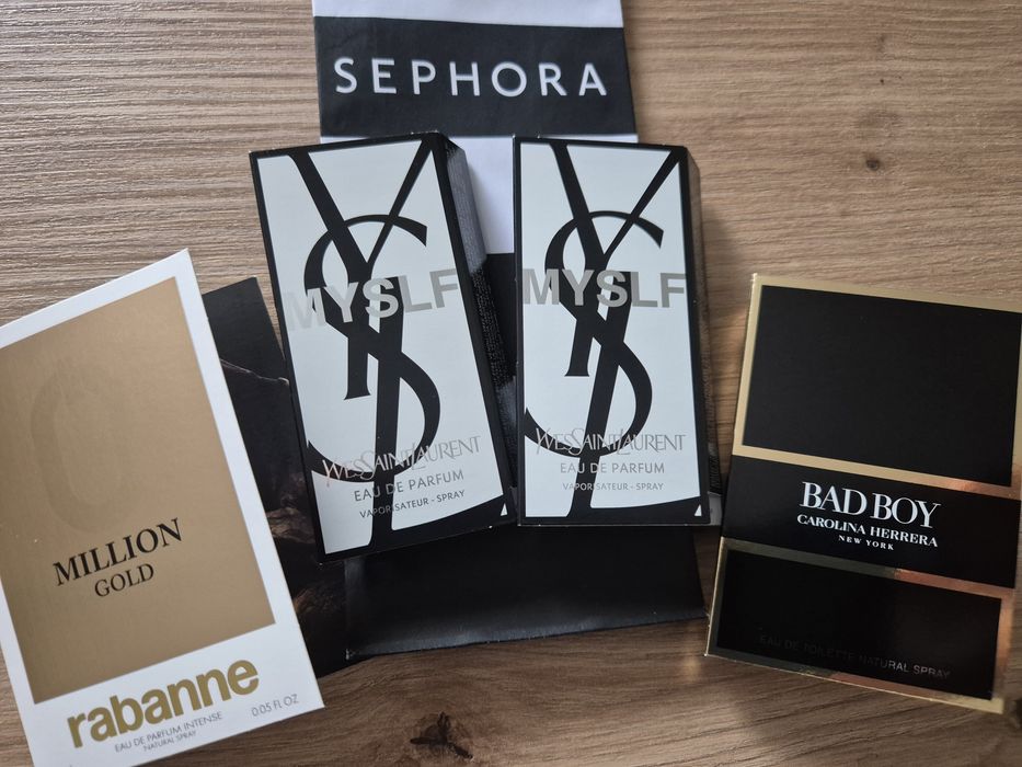 4 szt.! YSL Myslf RABANNE Million Gold HERRERA Bad Boy zapachy męskie