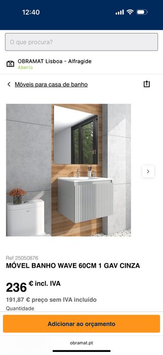 Móvel wc sem lavatório cinza claro novo