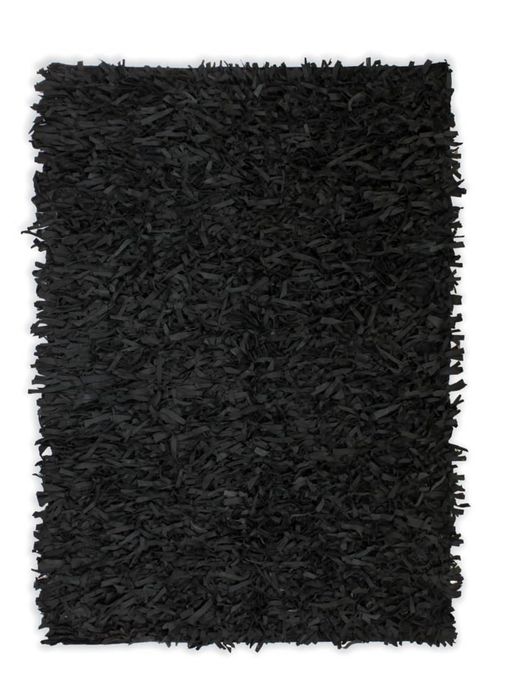 2 Genuine Leather Shaggy Rugs 160x230 (in Black and Brown)