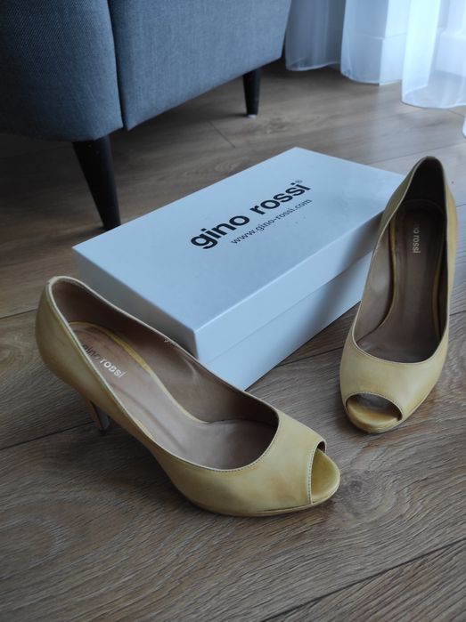 Gino Rossi piękne pastelowe żółte skórzane czółenka 38