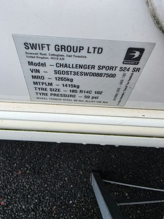 Swift Challenger Sport 524 2013 r. Mover, sucha  zarejestrowana