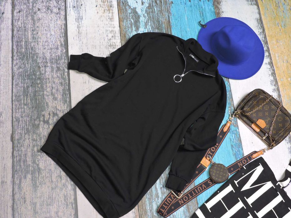 Fishbone dresowa sukienka zip zamek overszie XS