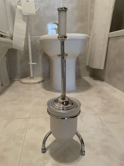 Utensilio de casa de banho - piaçaba vidro fosco com suporte de chão