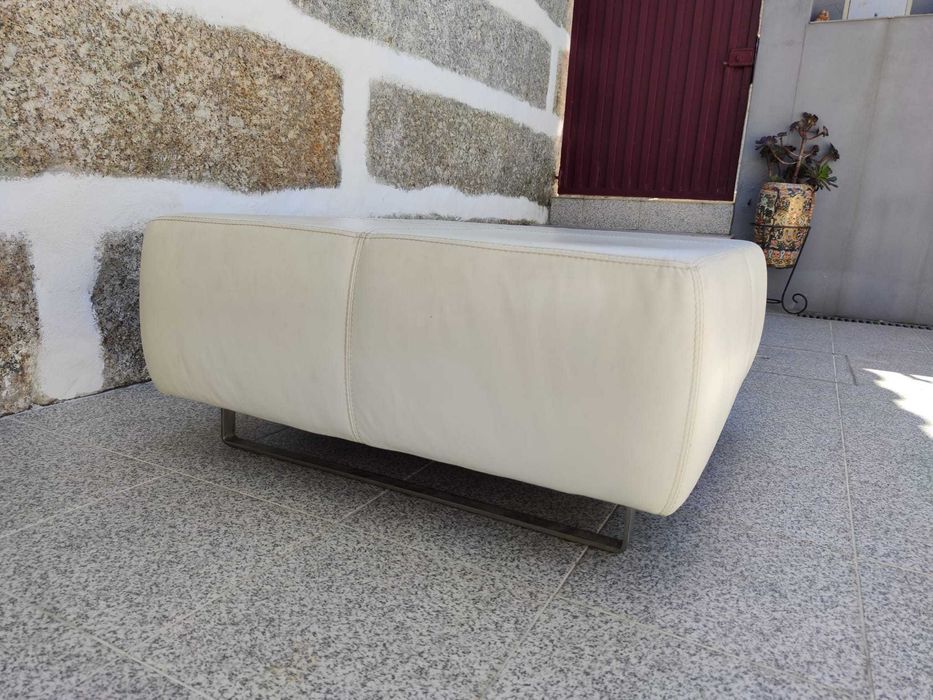 Mesa de centro em pele verdadeira (Branco)