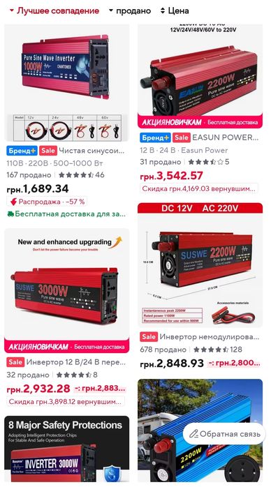 РОЗПРОДАЖ! Ціна правдива! Інвертор 12v 2000w для холодильника, котла