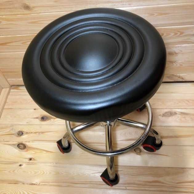 Стул мастера без спинки на колесиках (черный)