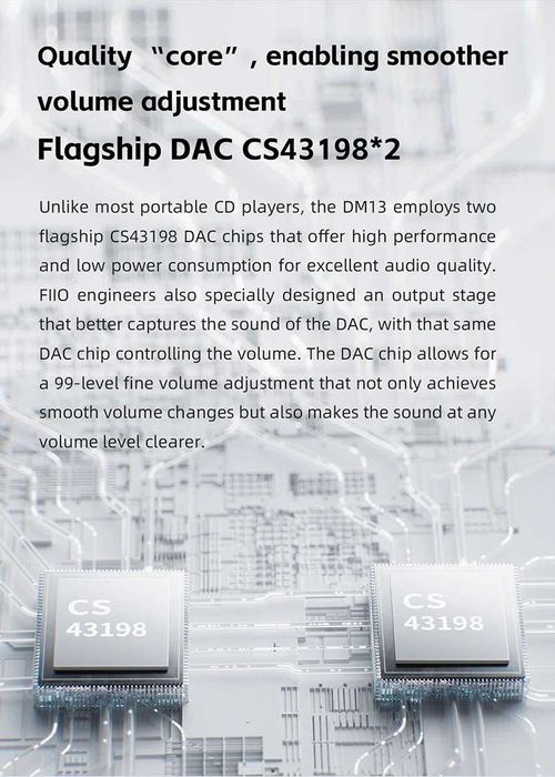 FiiO DM13 BT Skylight White Портативний CD плеєр 660 мВт aptX HD ЦАП CS43198 SGM8262 3.5 LO/COAX/OPT/4.4 Balance