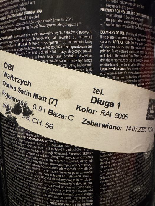 Farba Tikkurila Satynowy Mat 9005