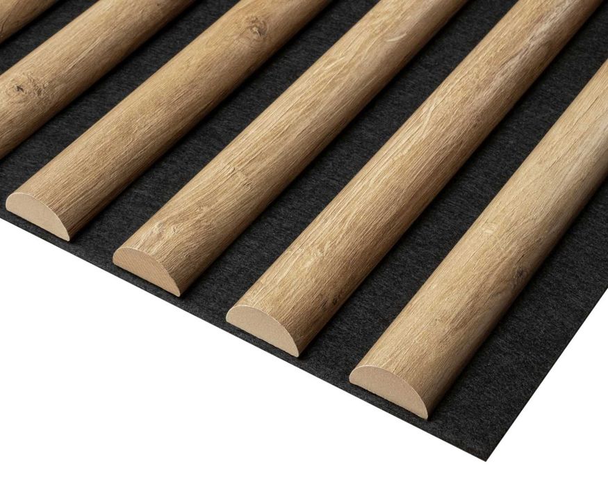 Lamele ścienne 3D półokrągłe na filcu 275cmx45cm ROTONDO Czarne I inne