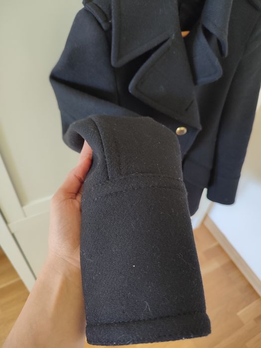 Płaszcz Zara XS militarny czarny dwurzędowy