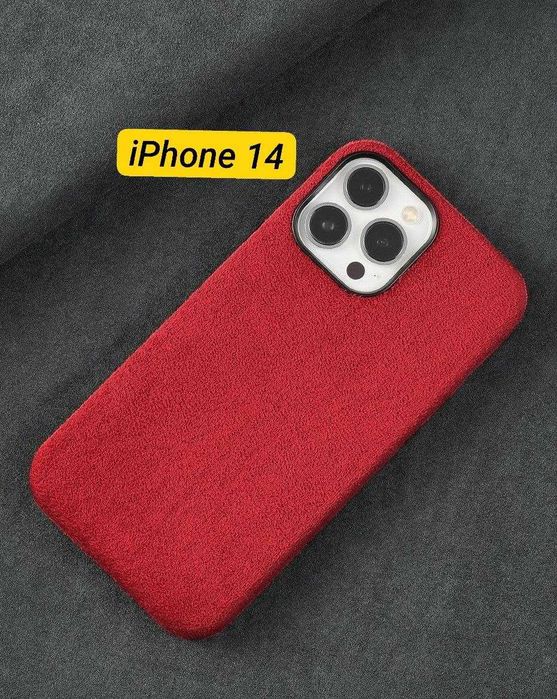 Преміум замшевий червоний чохол для iPhone 14 (Ефект Alcantara)