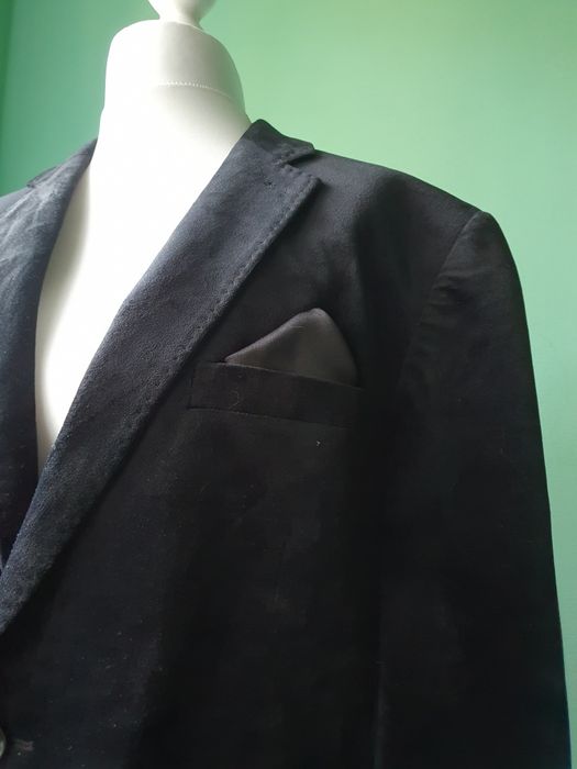 Aksamitna męska marynarka gotycka z podszewką z obrazem i kieszeniami