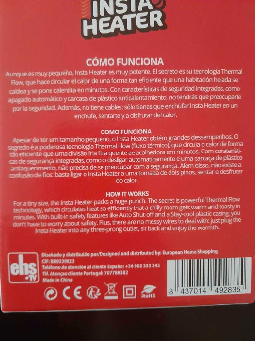 Aquecedor de parede Insta Heater + Comando - Selado