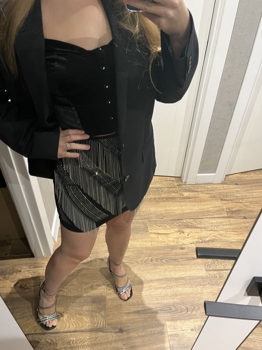 Чорна міні спідниця юбка зі стразами
