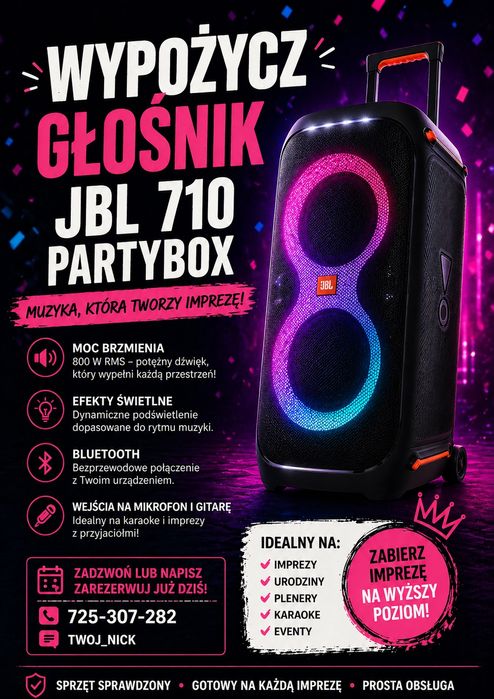 Wynajem Głośnik JBL PARTYBOX 710