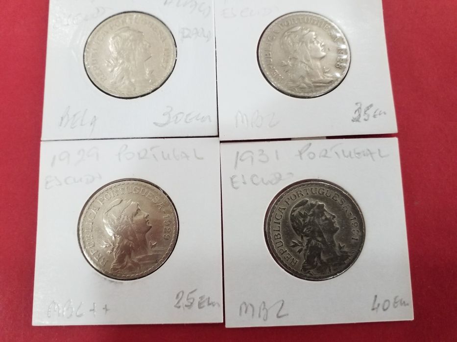 Moedas antigas portuguesas em alpaca,