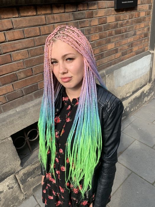 Warkoczyki afro-styl boxbraids warkocze ombre