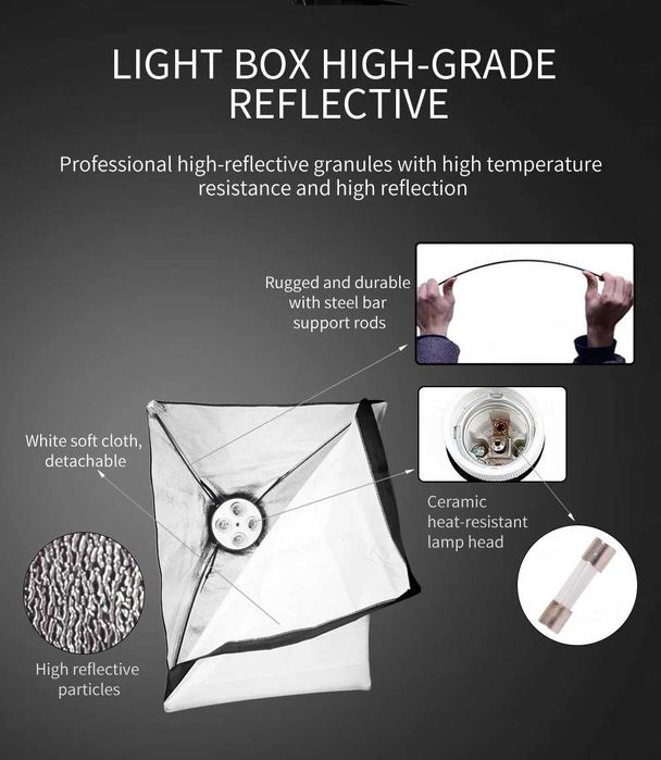Kit Estúdio Softbox Profissional Duplo 8 Lâmpadas 40W + Tripés 2M NOVO