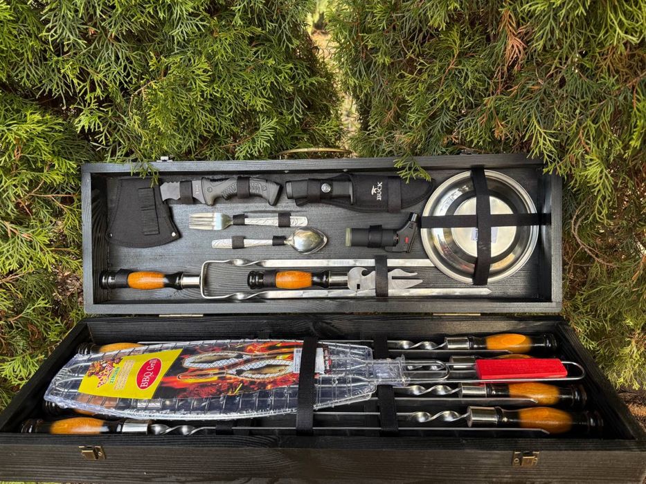 Подарочный набор шампуров в кейсе чемодане мужу, другу начальнику