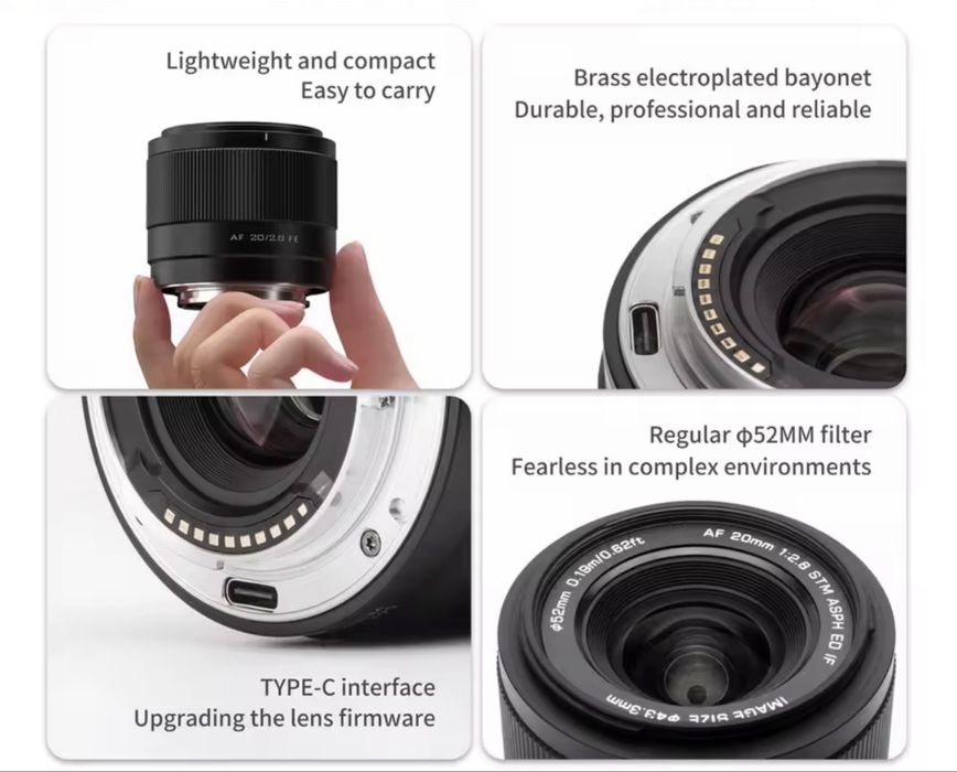 Viltrox AF 20mm f/2.8 STM ASPH ED IF (Sony FE) Lente objetiva nova