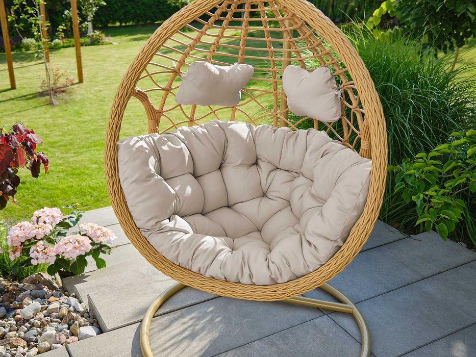 FOTEL Wiszący Bujany Ogrodowy Kosz HUŚTAWKA Kokon PREMIUM + Poduszki
