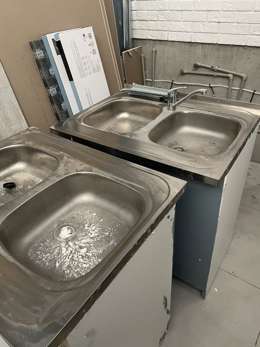 Zlew dwie komory szary