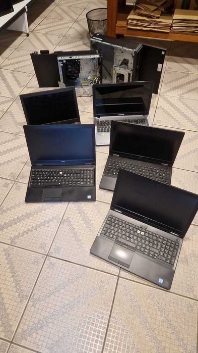 Lote 5 portáteis e 2 gabinetes para reparar ou peças